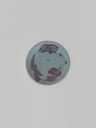 Blue-glazed splashed stoneware dish