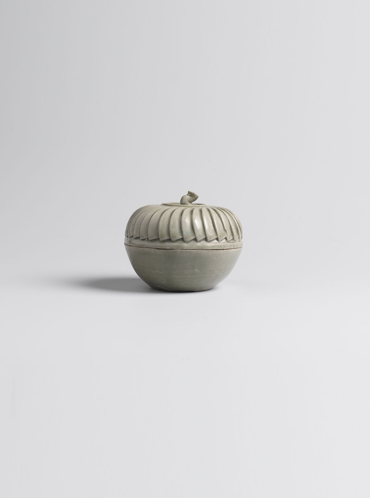 Celadon-glazed Stoneware Circular Box and Cover