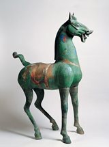 View Bronze horse with polychrome decoration