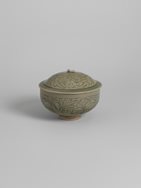 Celadon-glazed stoneware bowl and cover