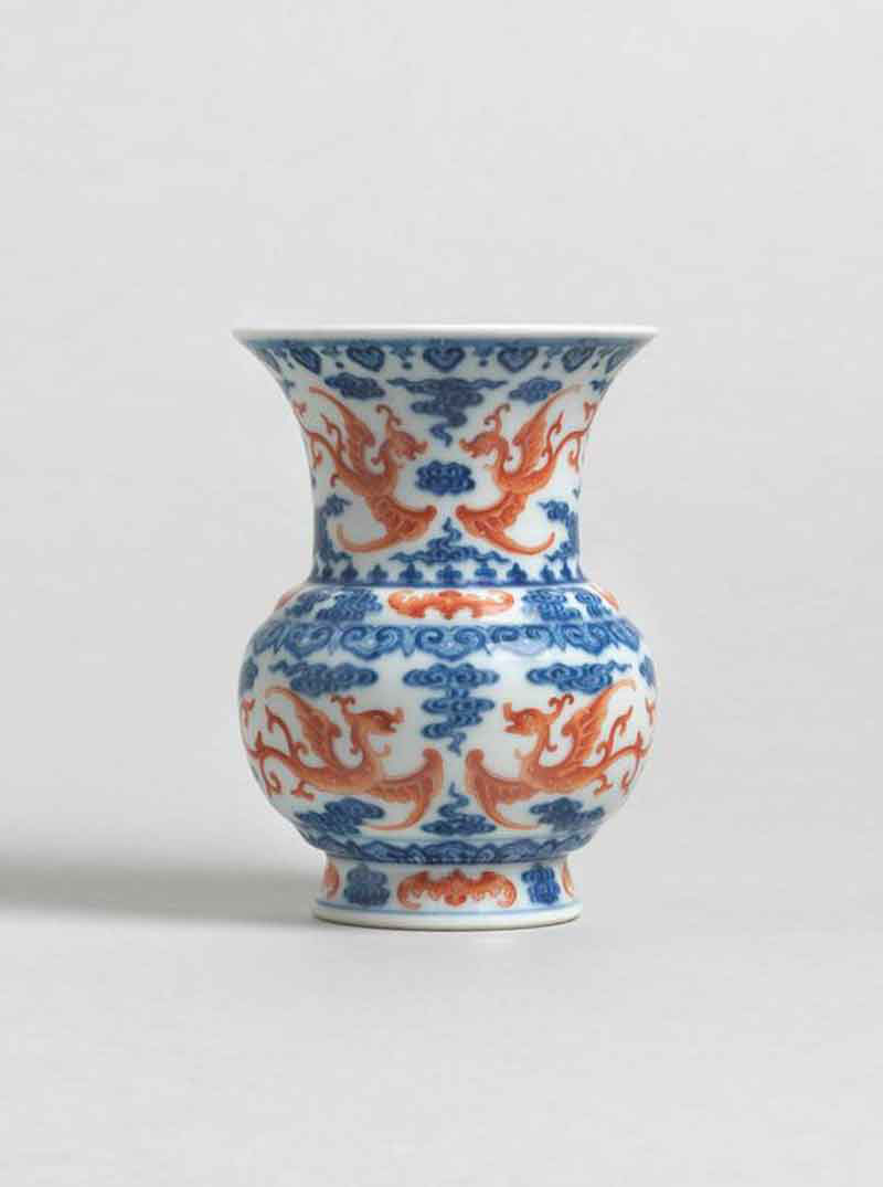Underglaze Blue and Iron-red Porcelain Vase