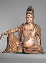 View Wood figure of a seated Bodhisattva