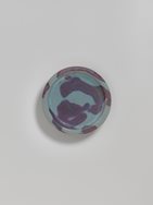 Blue-glazed splashed stoneware dish