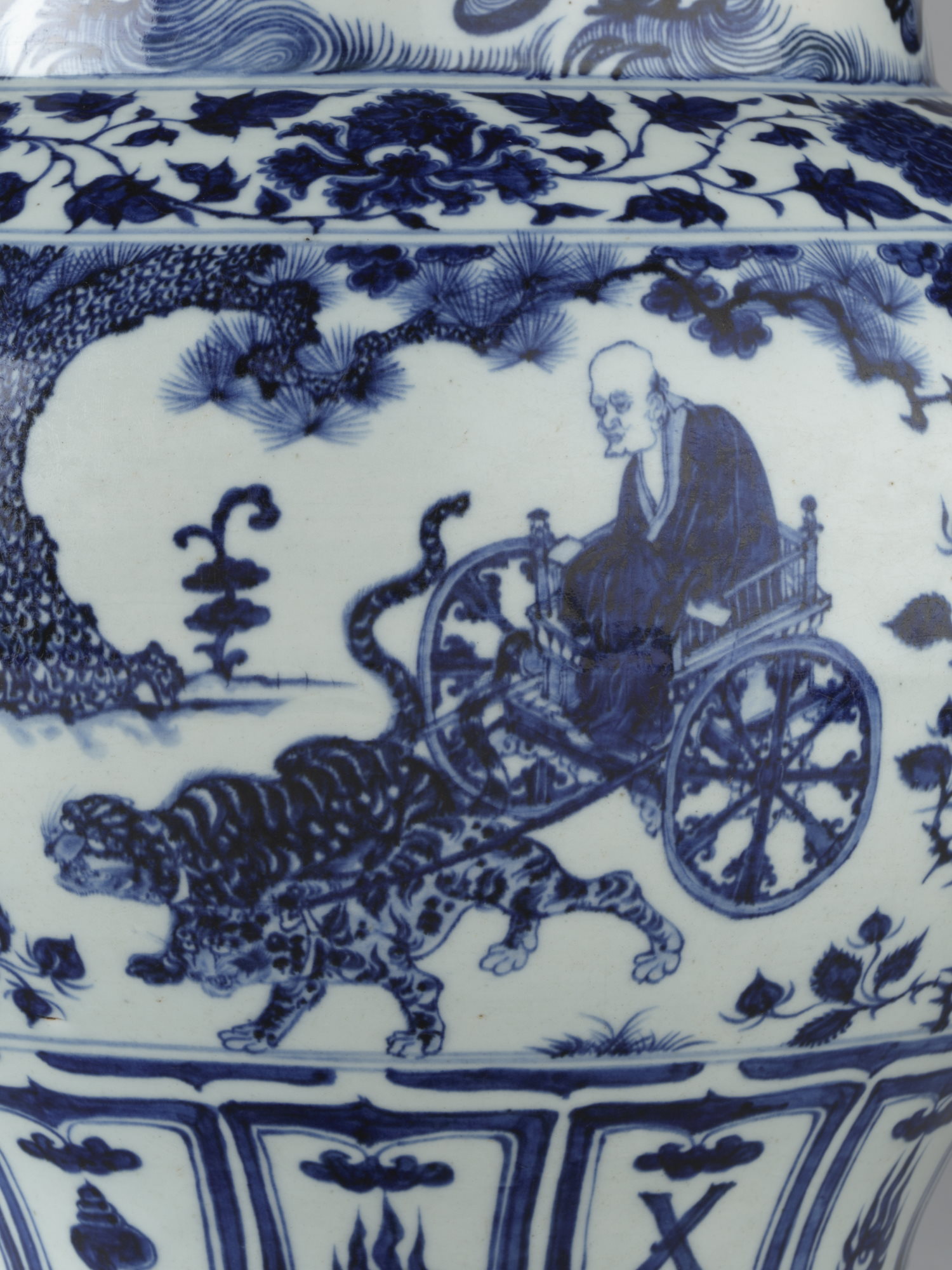 青花鬼谷子下山天字茶叶壺  茶道具    装飾品   工芸品 美術品 置物 青花鬼谷子下山天字茶叶壺 茶道具 装飾品 工芸品 美術品 置物