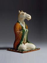 View A Sancai-glazed Earthenware Zodiac figure of a Horse