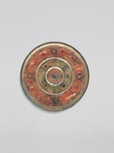 View Painted bronze mirror