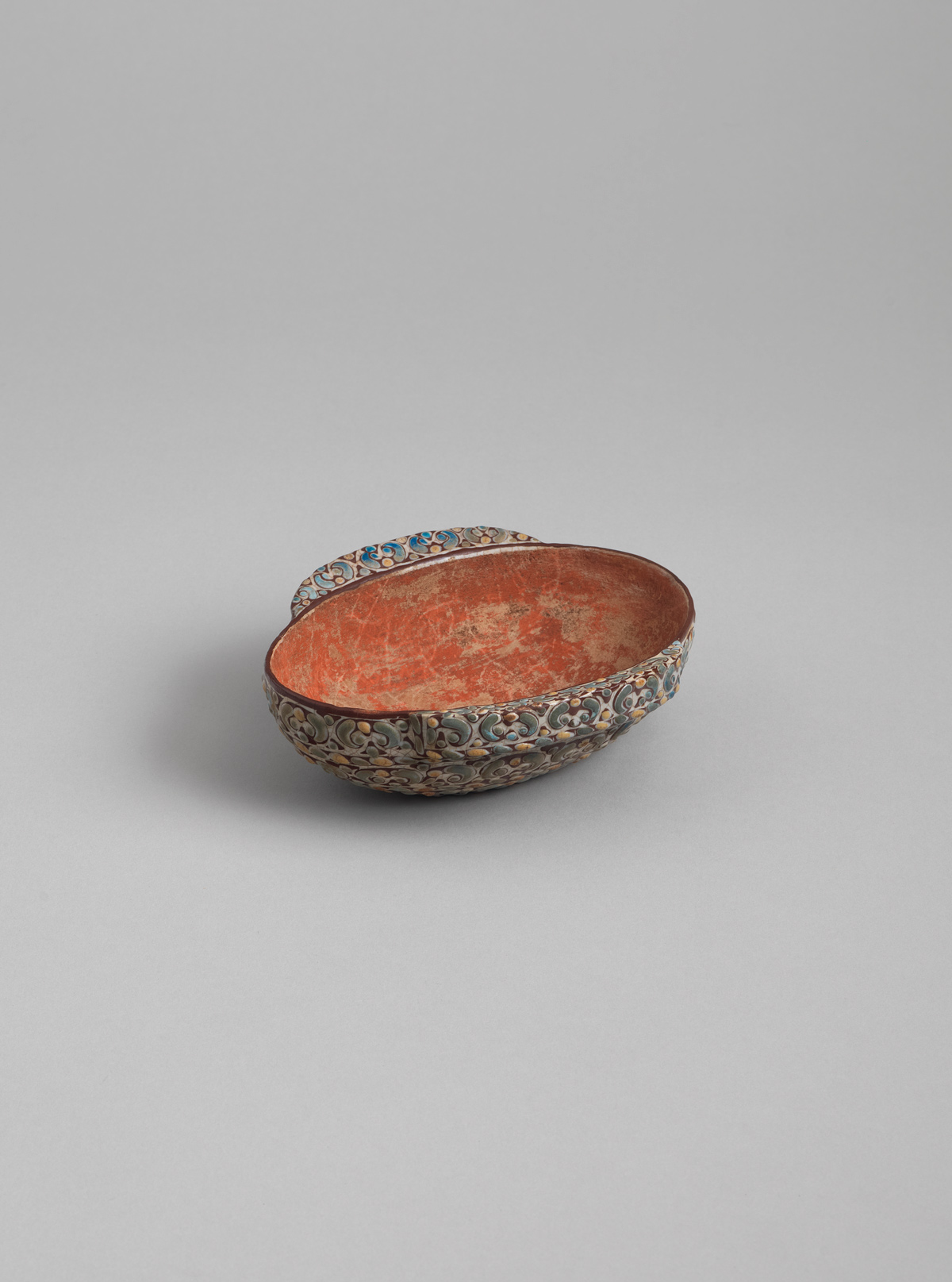 Glazed stone-paste ear-cup