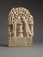 Painted and Gilt Marble Stele