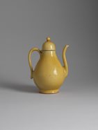 Yellow-glazed porcelain ewer and cover